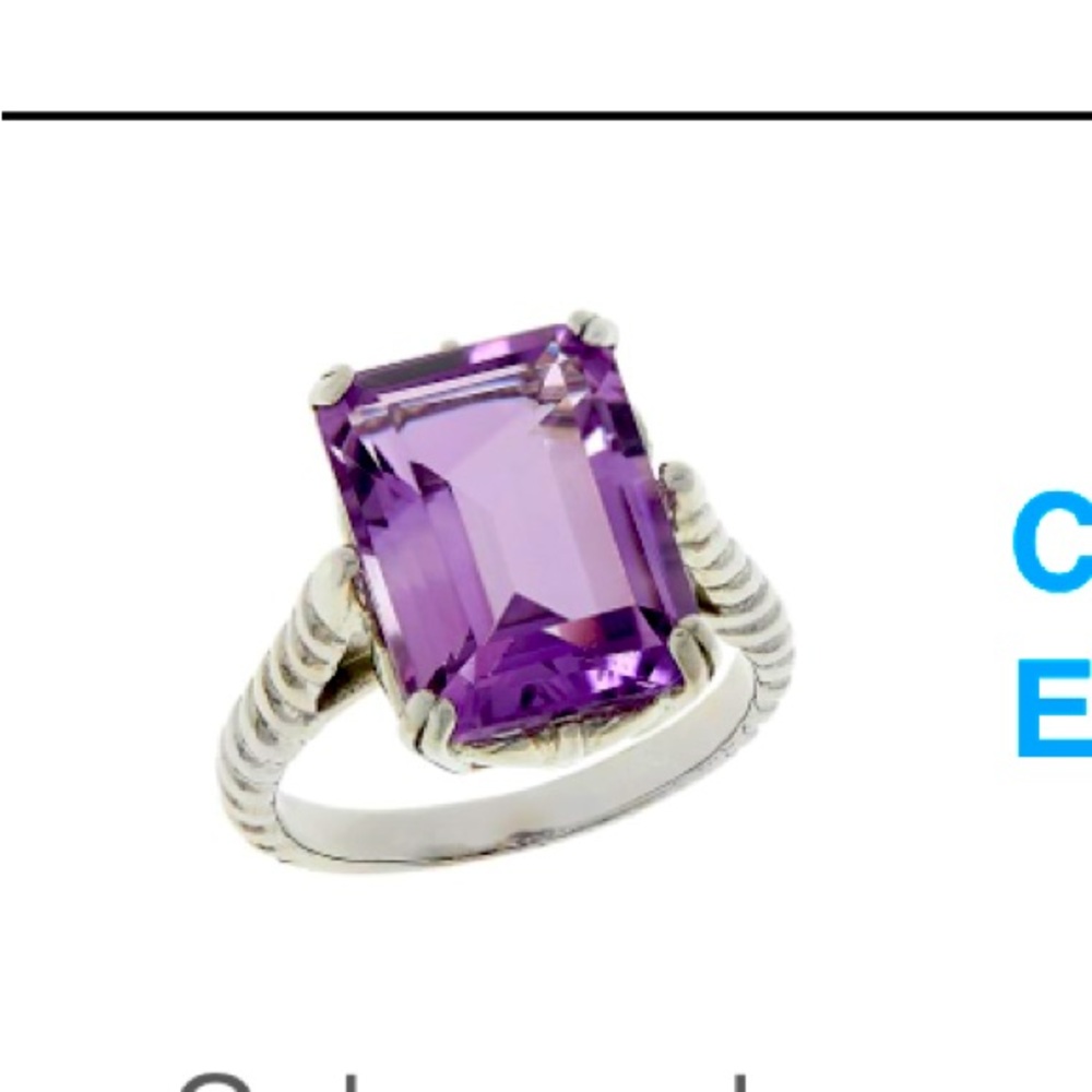 Colleen Lopez Sterling Silver Emerald-Cut Gemstone Ring